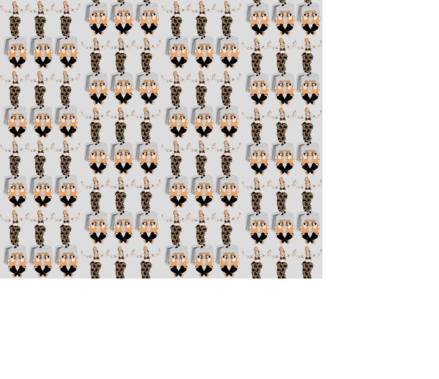 CUSTOM ART DECO EGYPTIAN REVIVAL FEZ HAT WALLPAPER Orange by Art Decor Designs image 1