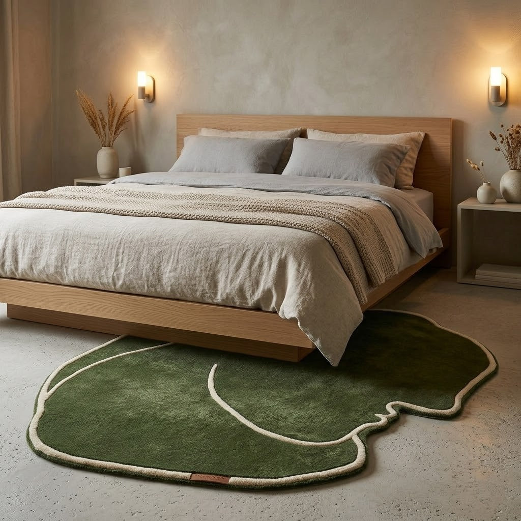 Face Silhouette Hand Tufted Wool Rug | Abstract Profile Area Rug — 2x3 ft'