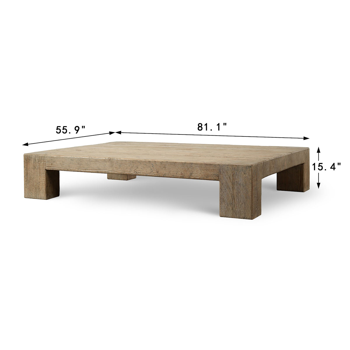 Vintage Extra Large Coffee Table 82"Wx49Dx18H Light Wood Tone image