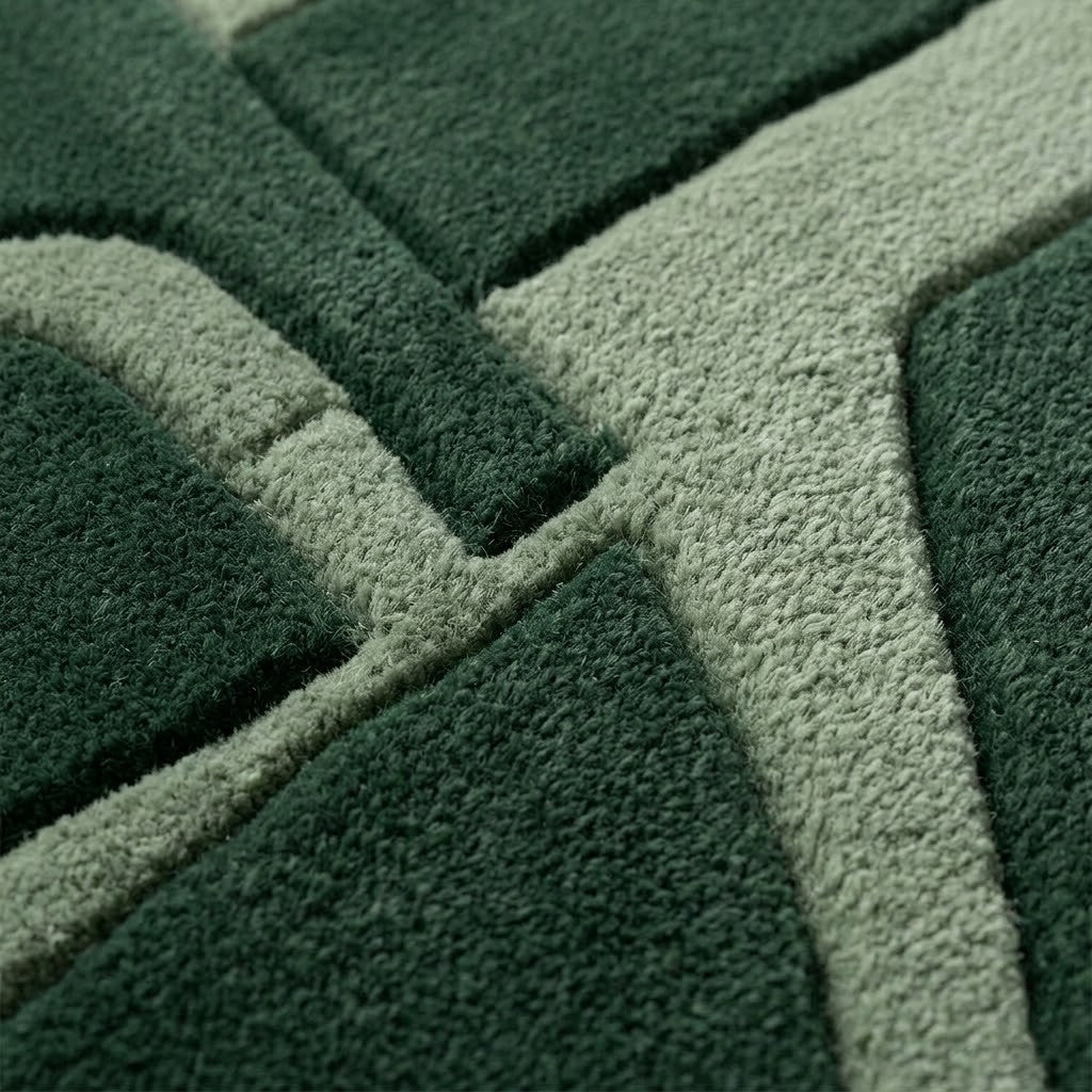 Green Abstract Hand Tufted Wool Rug | Modern Contemporary Area Rug — 2x3 ft'
