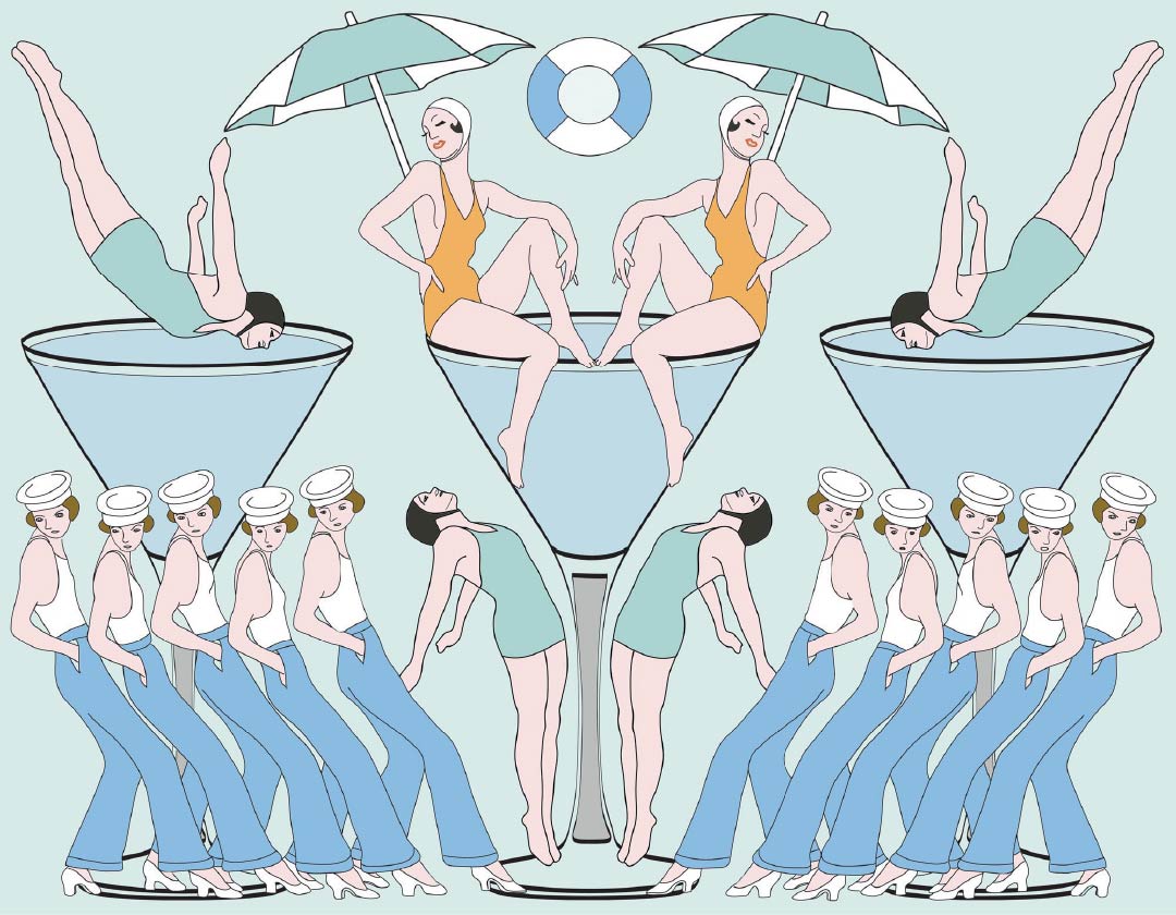 CUSTOM ART DECO SWIMMERS WALLPAPER Eau De Nil by Art Decor Designs image 2