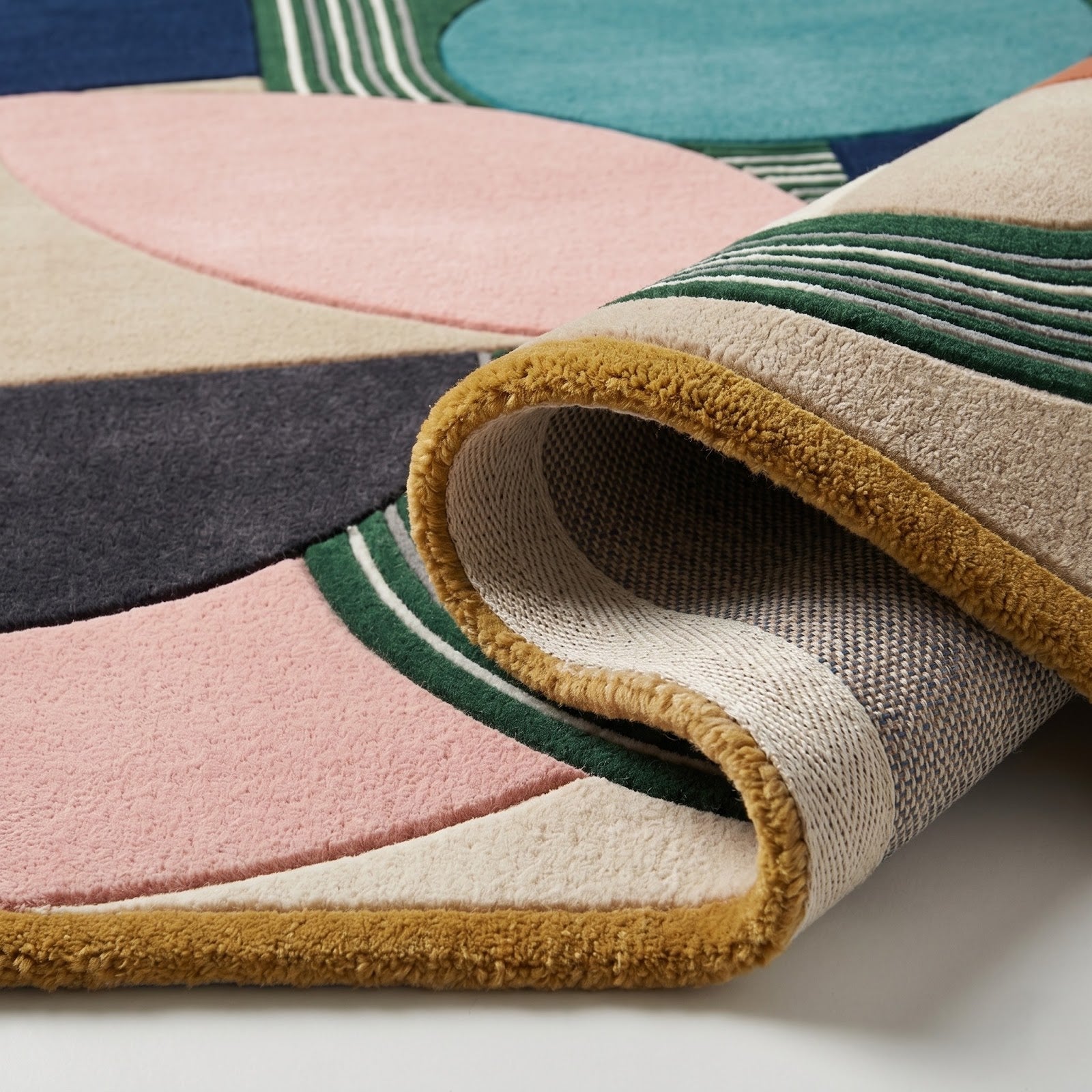 Modern Art Deco Hand Tufted Wool Rug | Geometric Arch Pattern Area Rug — 2x3 ft'