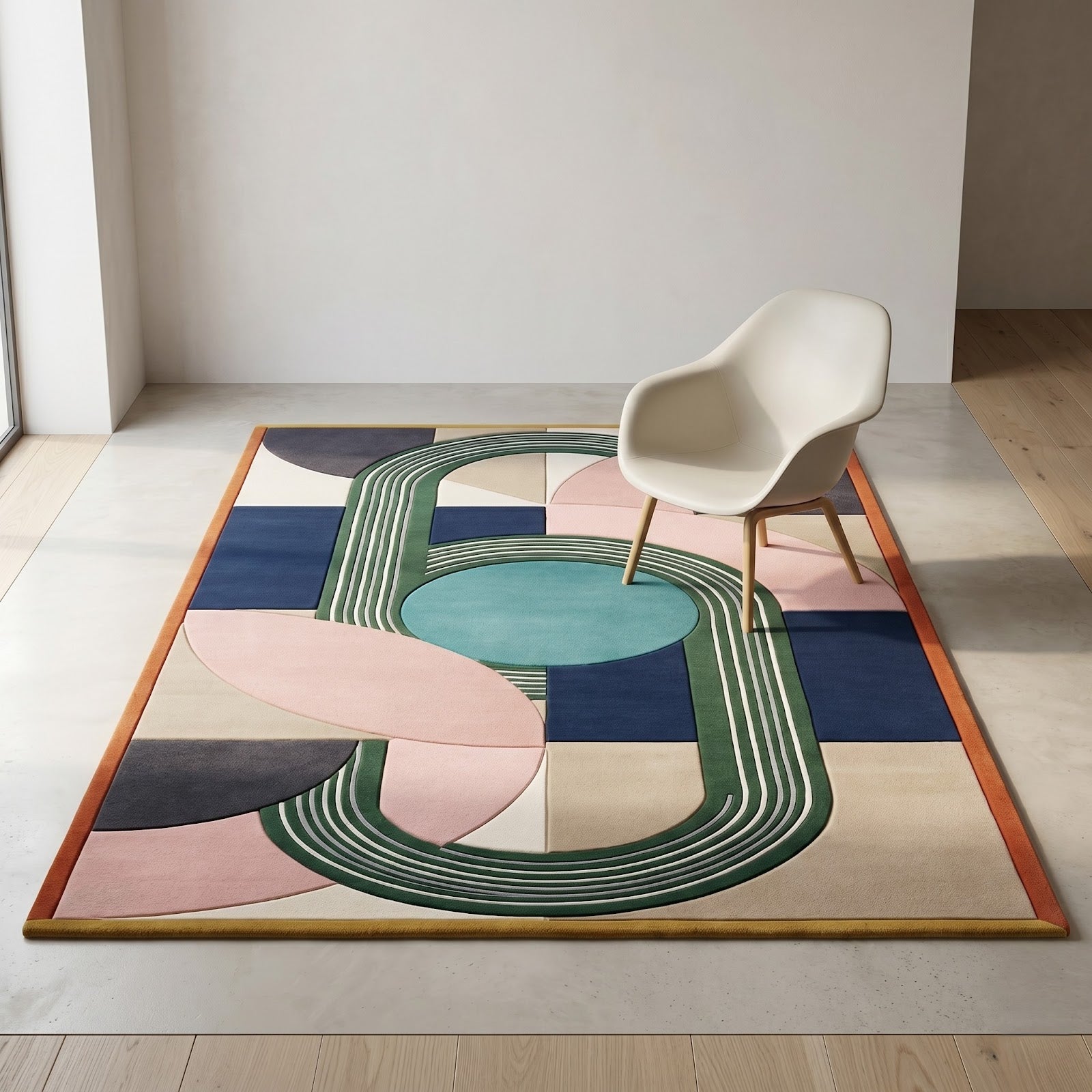 Modern Art Deco Hand Tufted Wool Rug | Geometric Arch Pattern Area Rug — 2x3 ft'