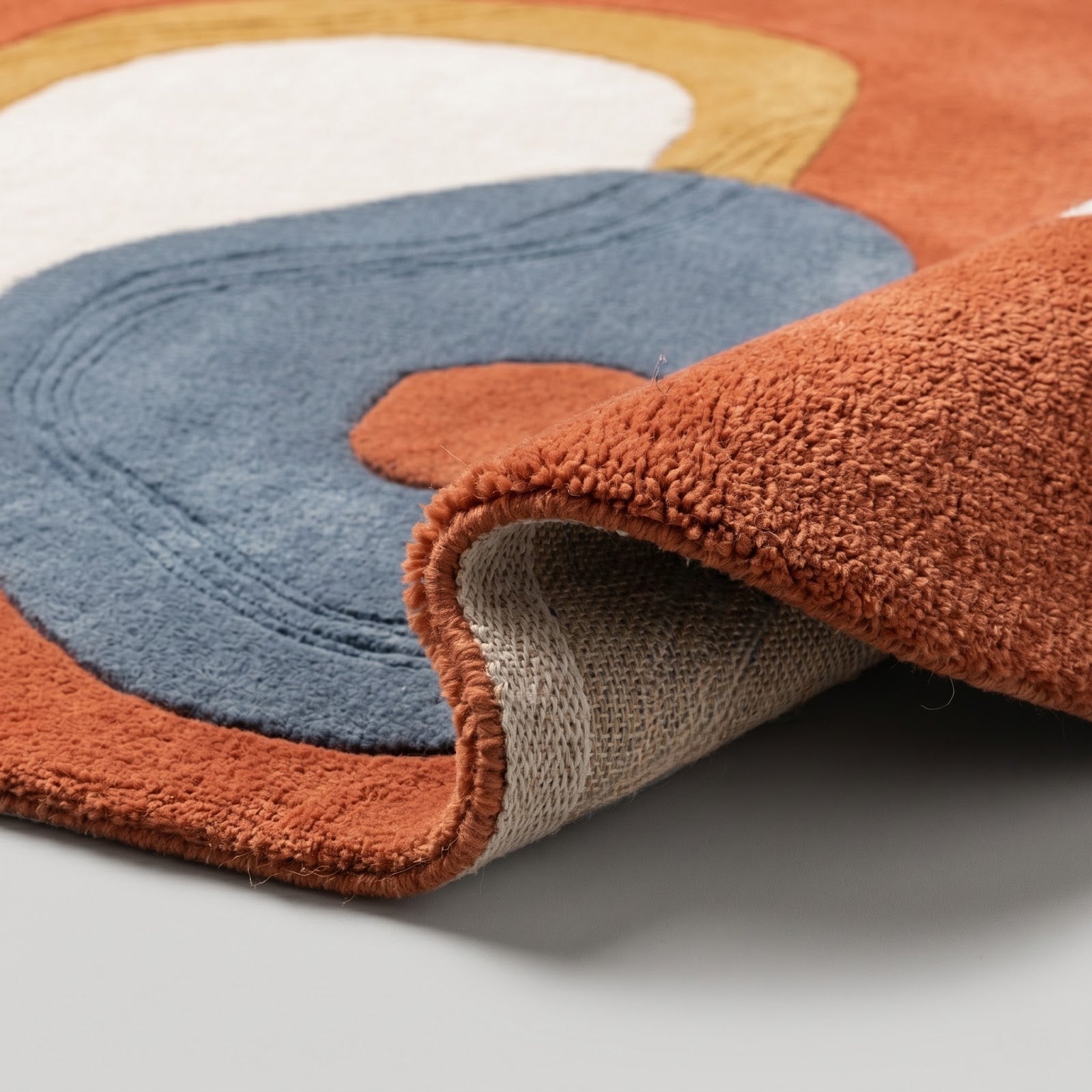 Abstract Terracotta Hand Tufted Wool Rug | Irregular Modern Area Rug — 2x3 ft'