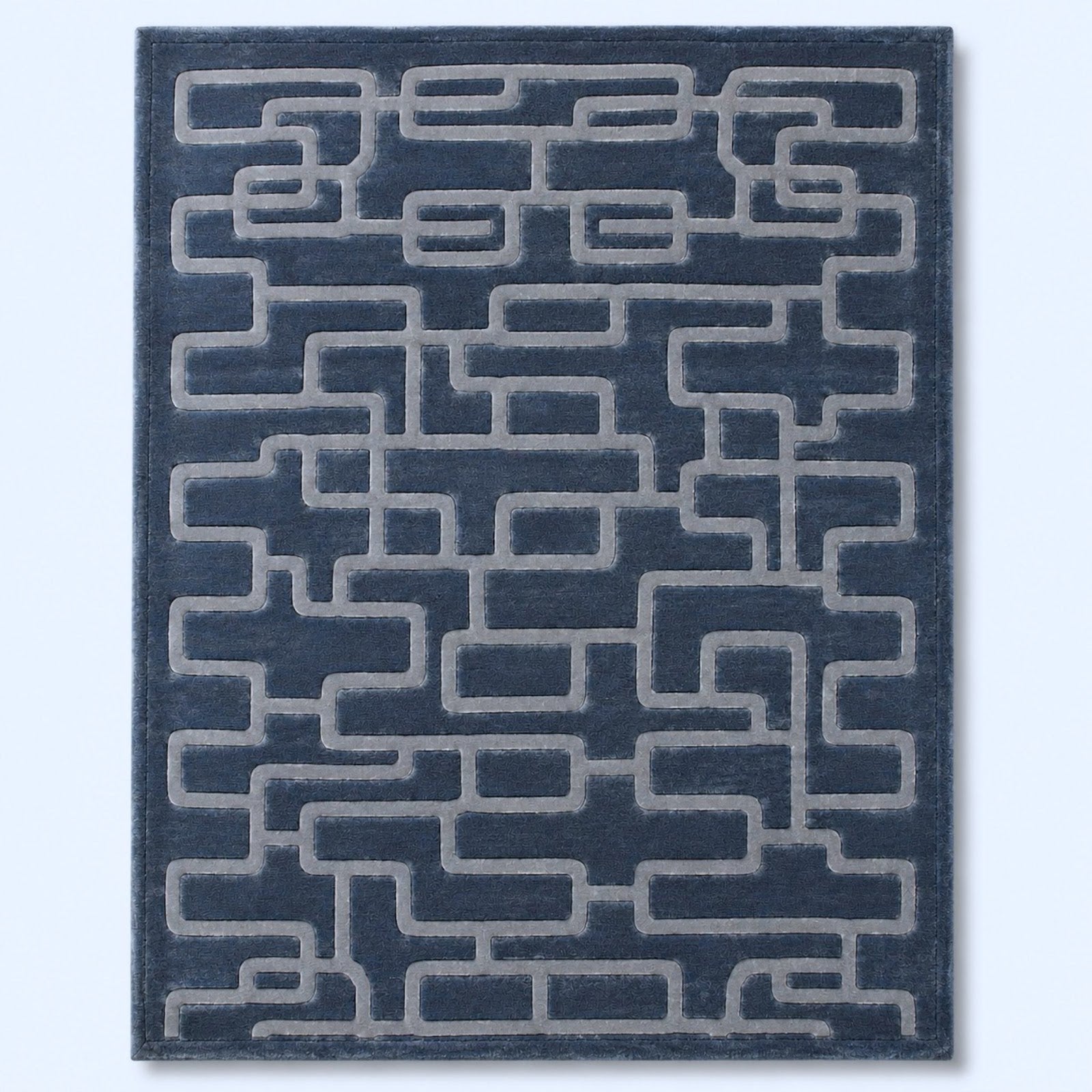 Modern Geometric Hand Tufted Wool Rug | Interlocking Chain Pattern Area Rug — 2x3 ft'