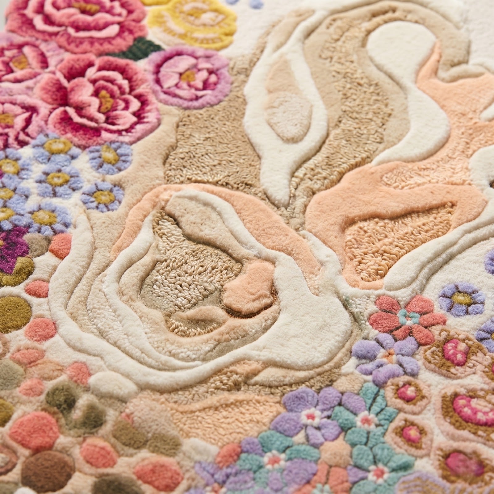 Floral Garden Irregular Hand Tufted Wool Rug | Multicolor Botanical Bloom Statement Area Rug — 2x3 ft'
