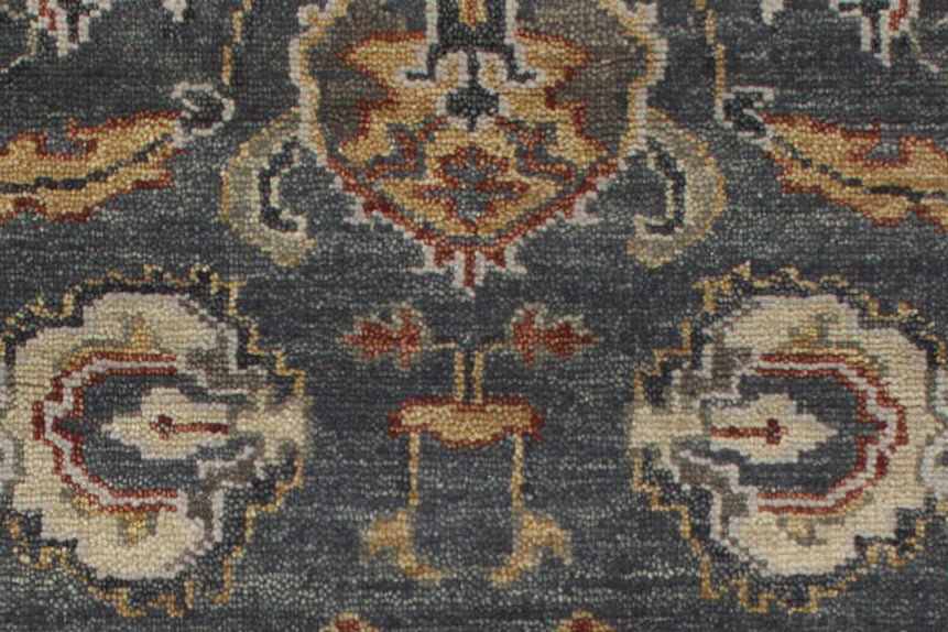 Vintage Persian Hand Knotted New Zealand Wool Rug | Charcoal Grey & Ivory Floral Area Rug — 2x3 ft'