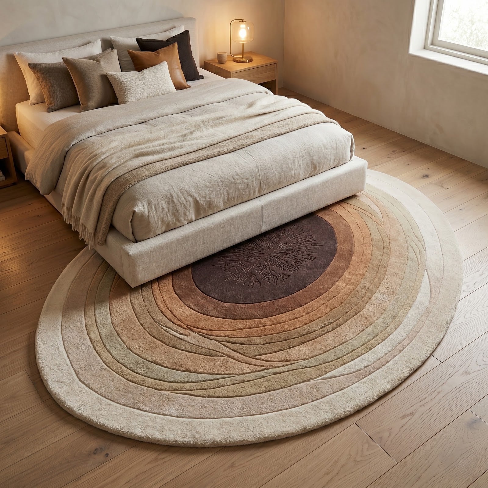 Organic Topographic Hand Tufted Wool Rug | Irregular Contour Area Rug in Ivory, Beige & Brown — 2x3 ft'