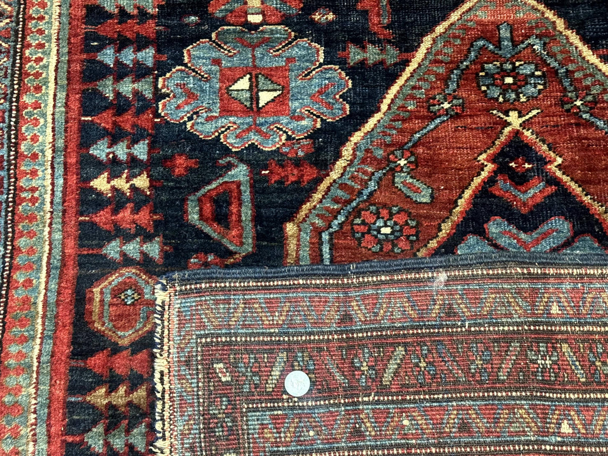 Antique Persian Bidjar Rug 5x6, Navy Blue and Red, Persian Tribal Rug - Jewel Rugs, view 11