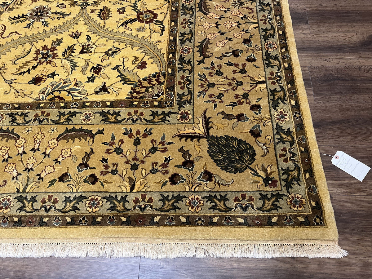 Indo Persian Mahal Rug 10x14, Wool Hand Knotted Oriental Carpet, Cream Floral Allover, Vintage Area Rug 10 x 14, Traditional Rug, Handmade - Jewel Rugs, view 9