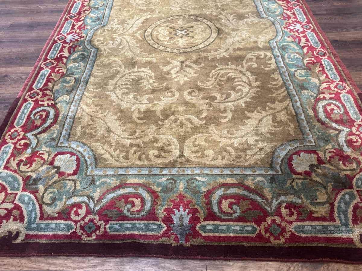 Tibetan Aubusson Rug 6x9, Gold-Beige, Soft Wool Pile, Handmade - Jewel Rugs, view 6