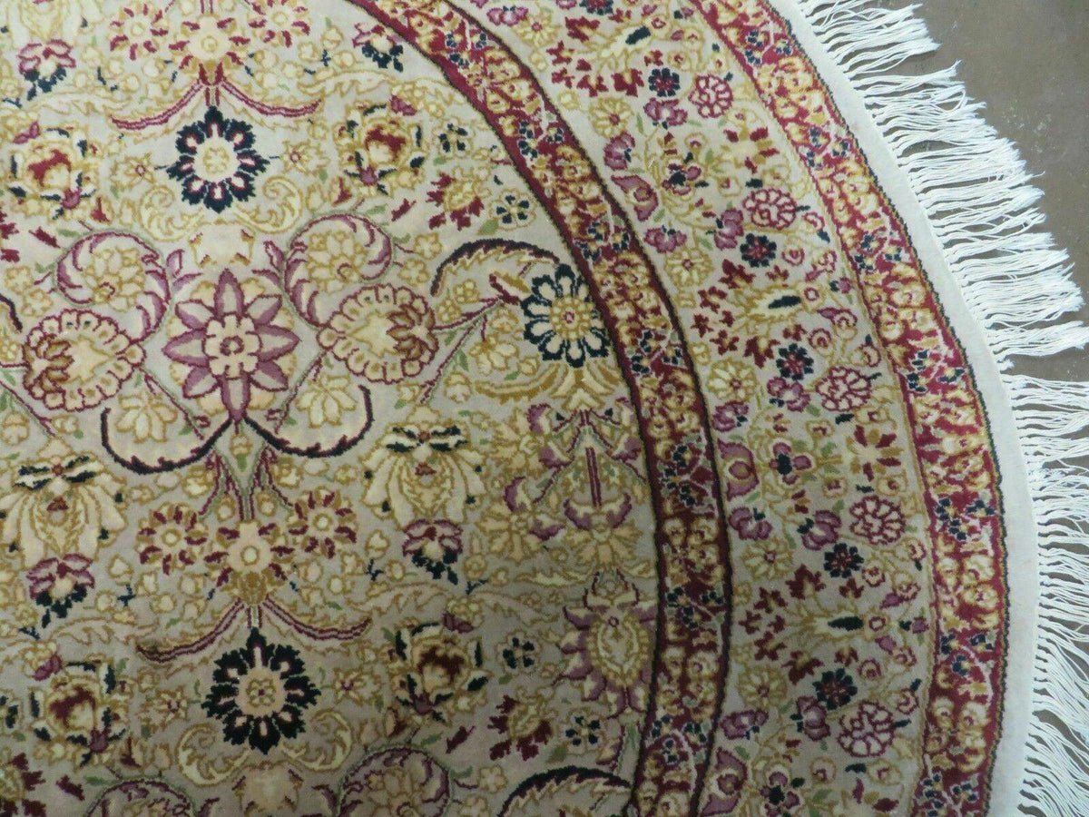 6' Handmade Fine Indian Wool Rug Carpet Round Silk Accent Beauty - Jewel Rugs, view 9