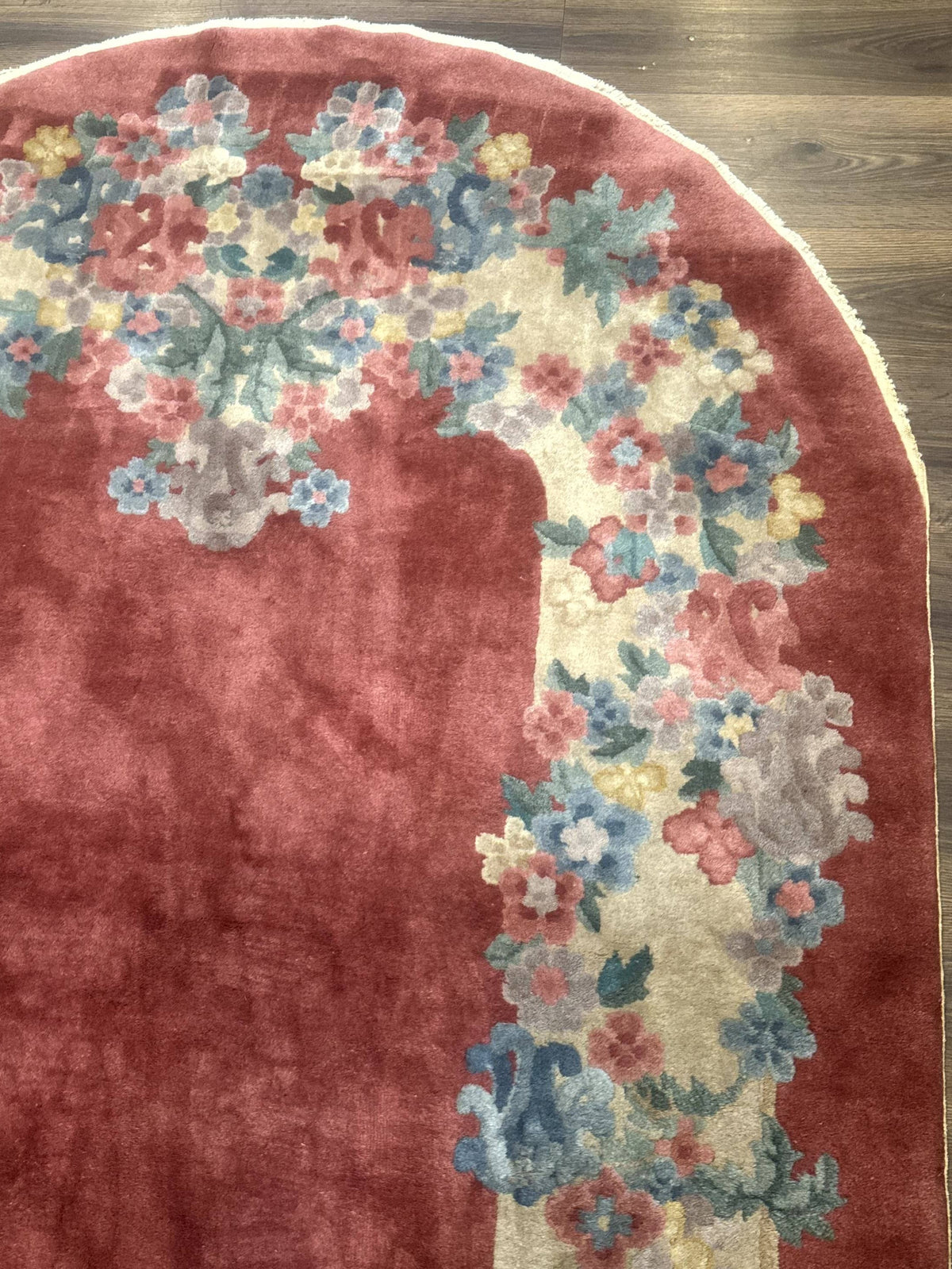 Oval Chinese Peking Rug 5x8, Pink, Floral, Vintage Chinese Wool Carpet - Jewel Rugs, view 7