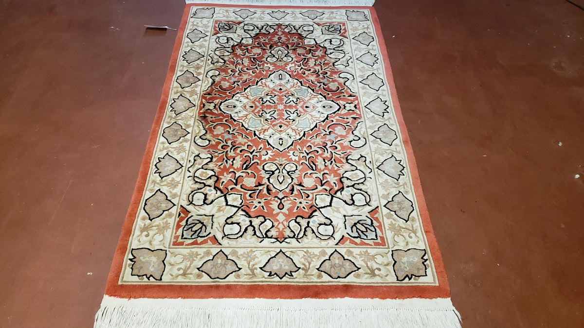 3x5 Red Chinese Plush Rug, Hand Knotted Soft Wool Carpet, Medallion Rug, Fine Vintage Rug, 120 Line, Small Area Rug - Jewel Rugs, view 11