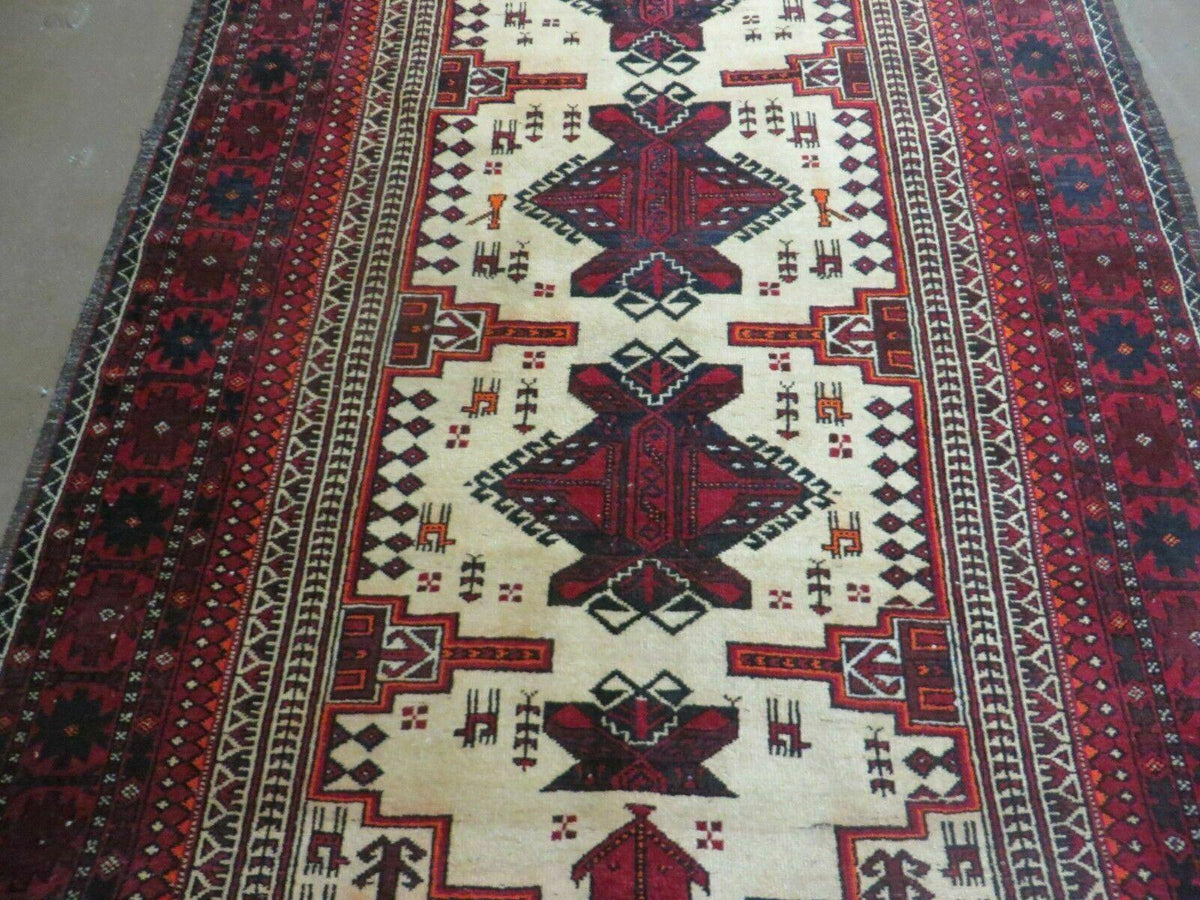 4' X 7' Vintage Handmade Pakistan Turkoman Bokhara Balouch Woven Wool Rug Nice - Jewel Rugs, view 12