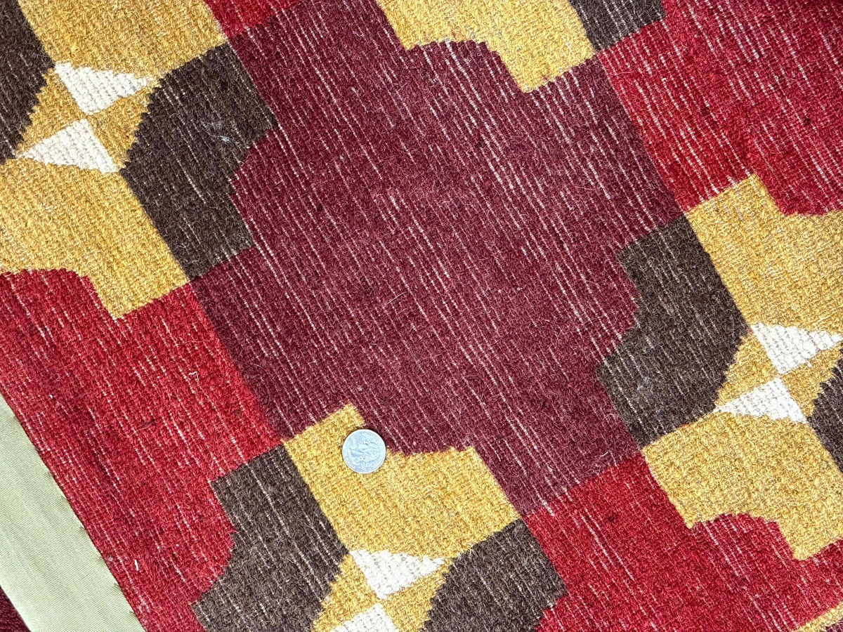 Modern Tibetan Rug 5 x 6.8, Wool, Red, Allover Pattern, Nepali Rug, Abstract Rug, Handmade Area Rug - Jewel Rugs, view 12