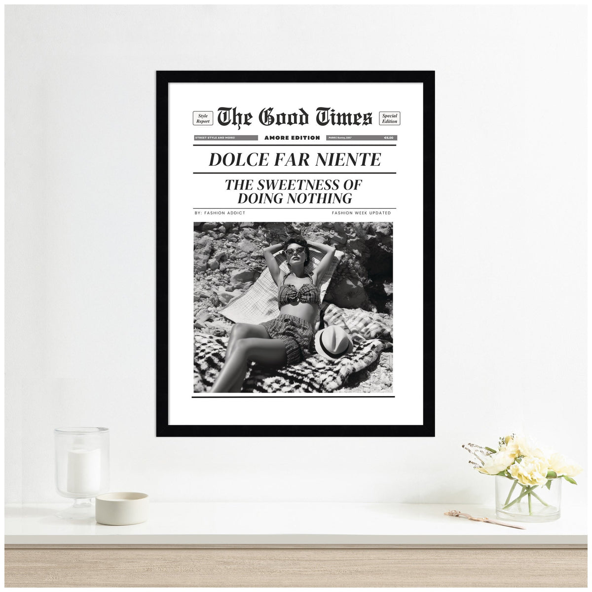 The Good Times Newspaper Dolce Far Niente by Honey Island Studio Framed Wall Art Print
