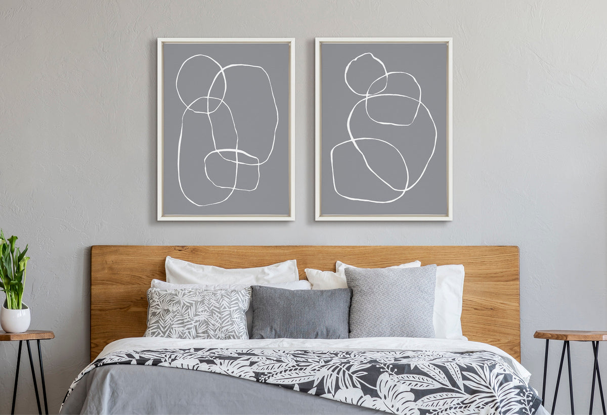 Sylvie Gray Going in Circles Framed Canvas Set by Teju Reval