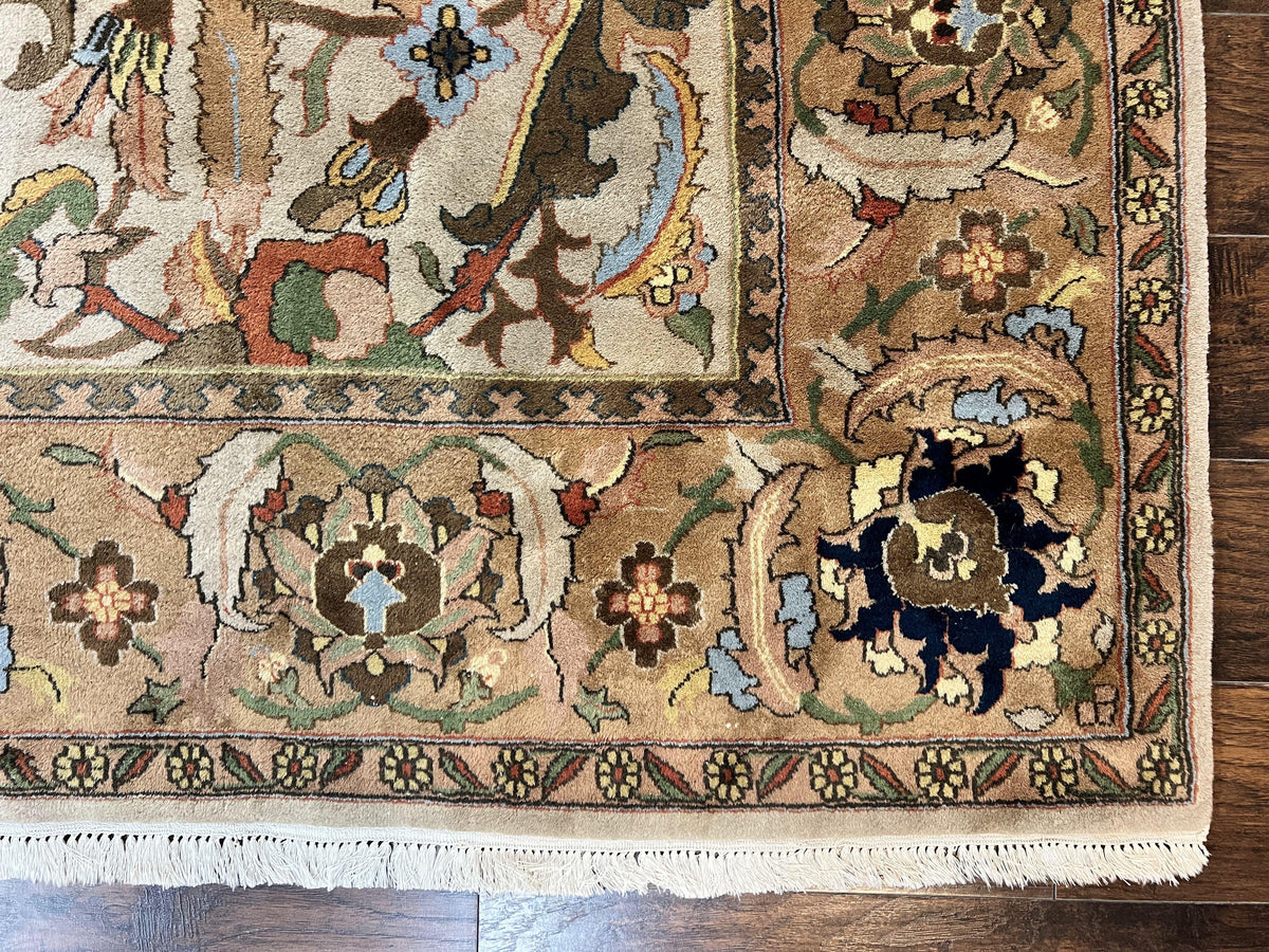 Indian Agra Rug 8x10, Wool Vintage Handmade Carpet, Gray Brown - Jewel Rugs, view 10