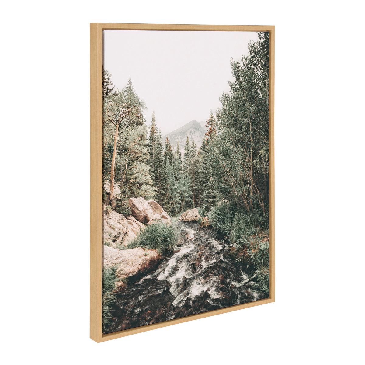 Sylvie Meet Me Here, Highland Cow Muted Mountain Landscape and Minimalist Evergreen Trees Sketch Framed Canvas Set by Various Artists