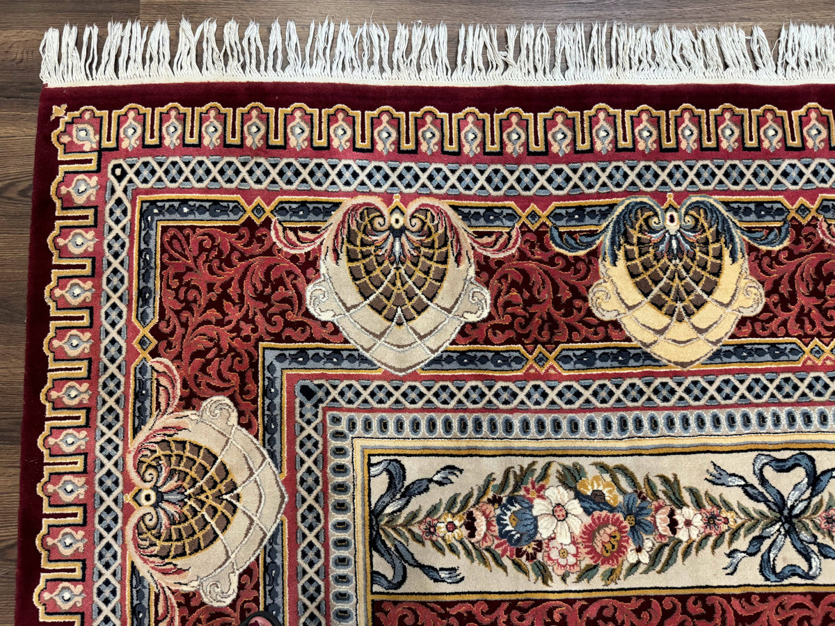 Wonderful Aubusson Rug 10x14, Red Maroon, Elegant, Fine 200 KPSI - Jewel Rugs, view 6