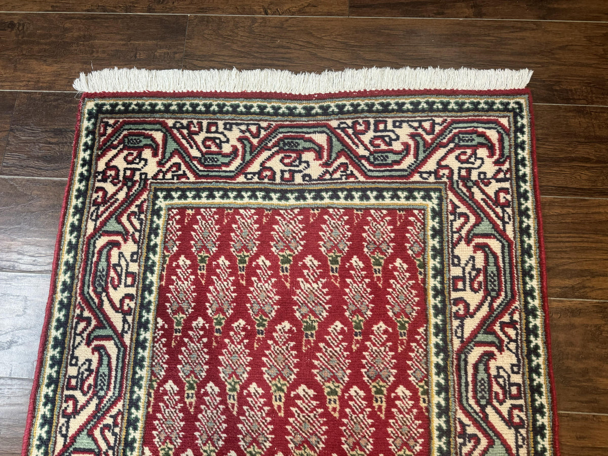 Persian Tabriz Runner Rug 3x16, Paisley Boteh Design, Red and Cream, Rug for Hallway, 16ft Wool Runner - Jewel Rugs, view 7
