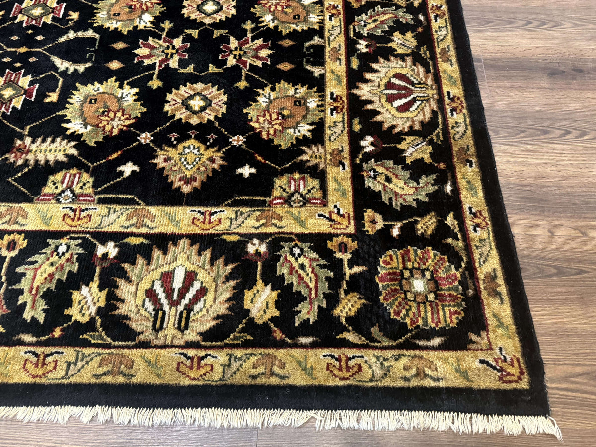 Indo Persian Mahal Rug 8x10, Black and Gold, Wool Hand Knotted Oriental Carpet - Jewel Rugs, view 10