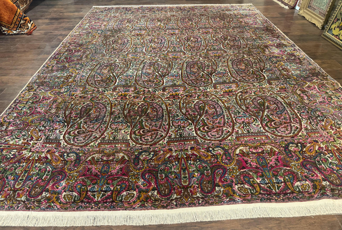 Rare Antique Persian Kerman Lavar Rug 9x12, Boteh Paisley Design - Jewel Rugs, view 13