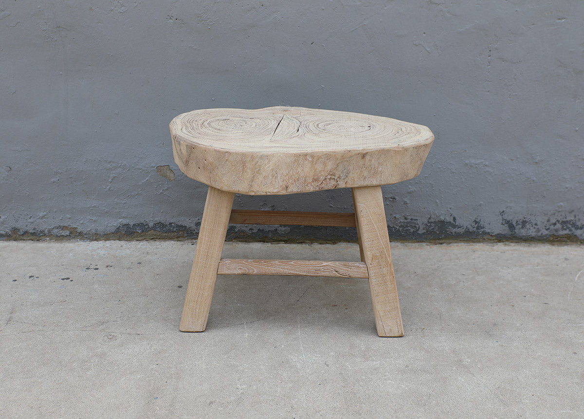 28 Inches Wide Live Edge Rustic Elmwood Side Table Neutral Wood Tone