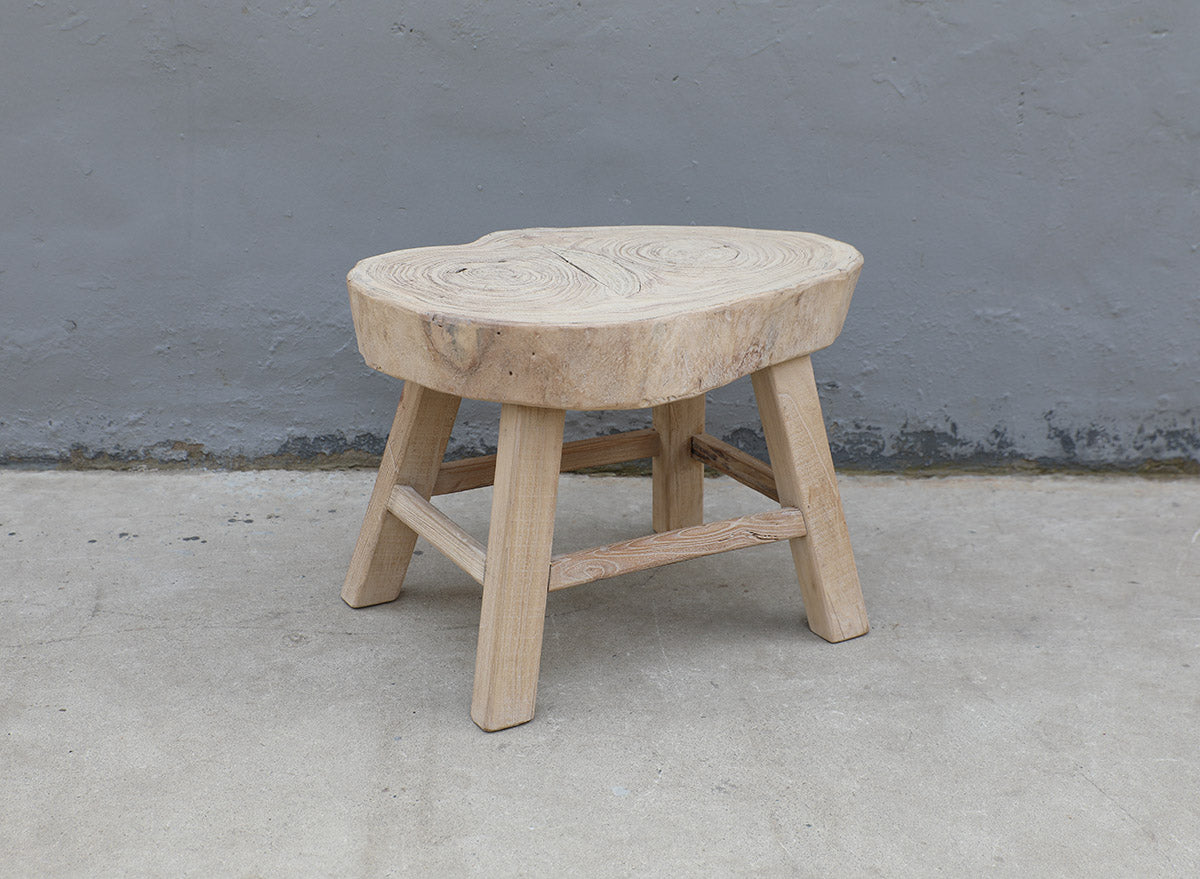 28 Inches Wide Live Edge Rustic Elmwood Side Table Neutral Wood Tone