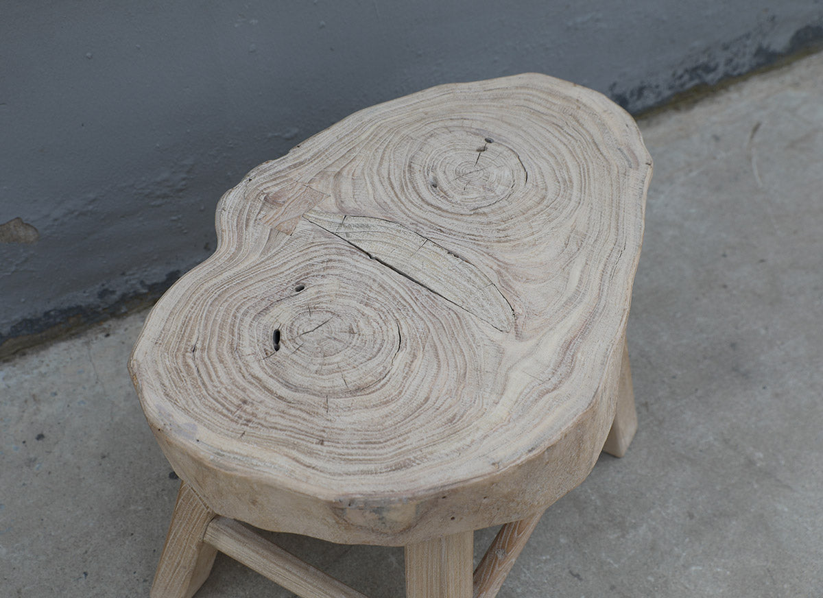 28 Inches Wide Live Edge Rustic Elmwood Side Table Neutral Wood Tone