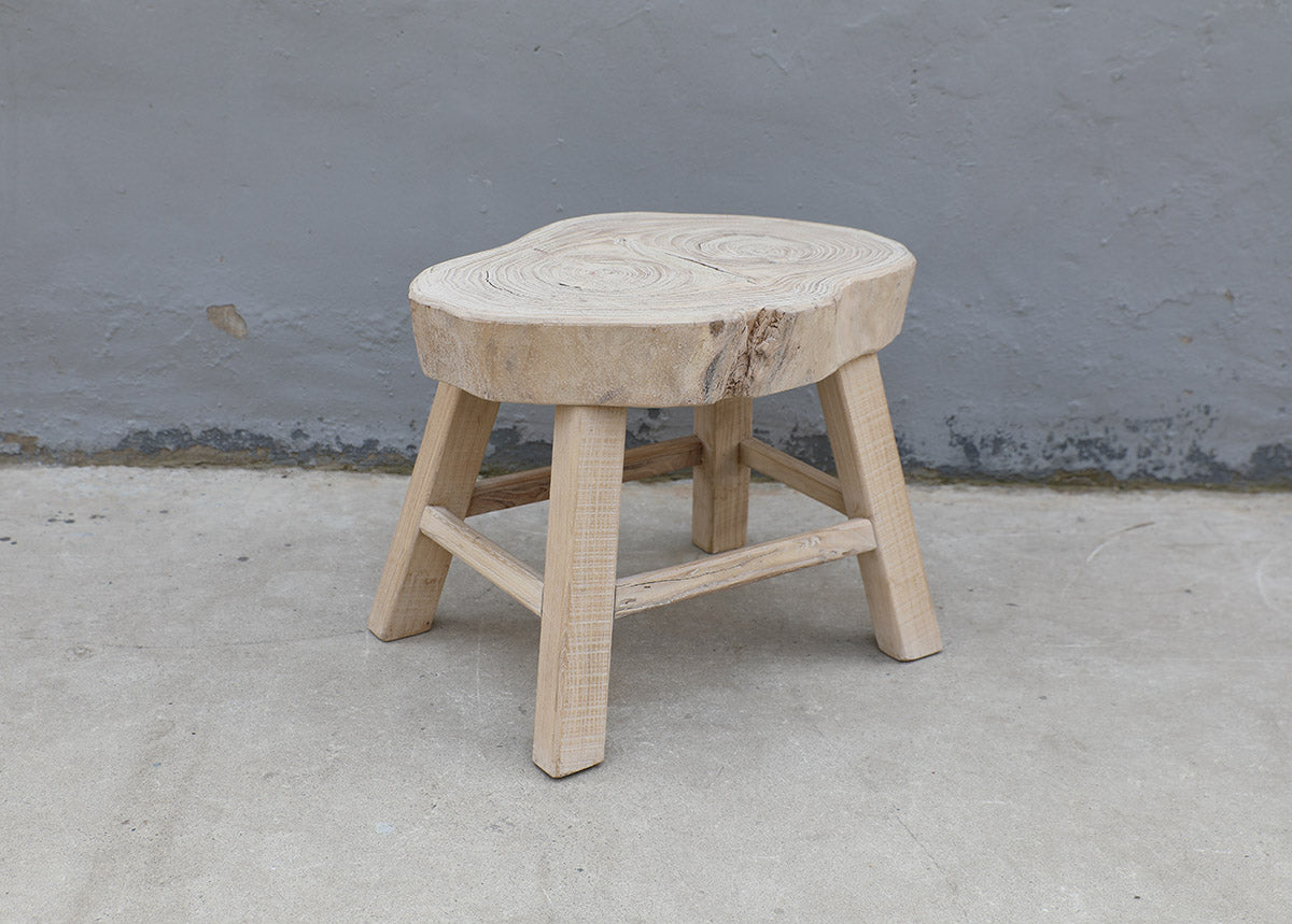 Approx. 26 Inches Wide Live Edge Rustic Elmwood Side Table Neutral Wood Tone