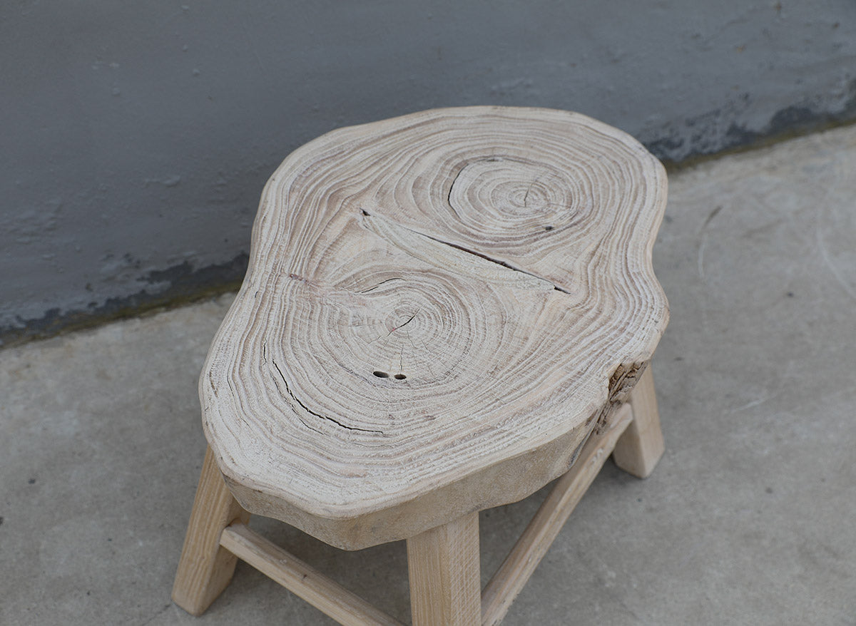 Approx. 26 Inches Wide Live Edge Rustic Elmwood Side Table Neutral Wood Tone