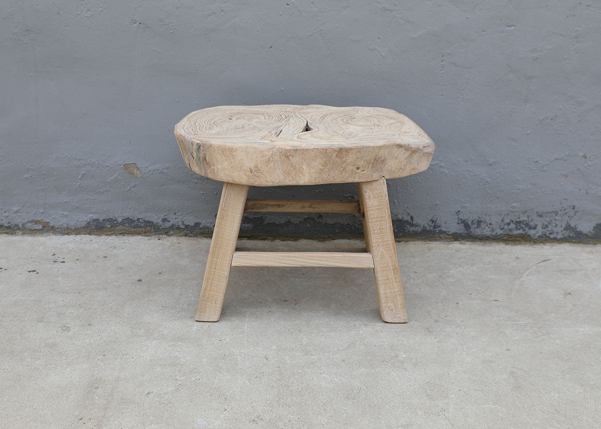 Approx. 29 Inches Wide Live Edge Rustic Elmwood Side Table Neutral Wood Tone
