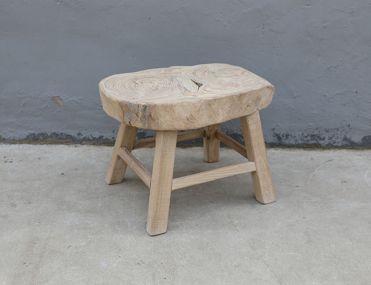 Approx. 29 Inches Wide Live Edge Rustic Elmwood Side Table Neutral Wood Tone