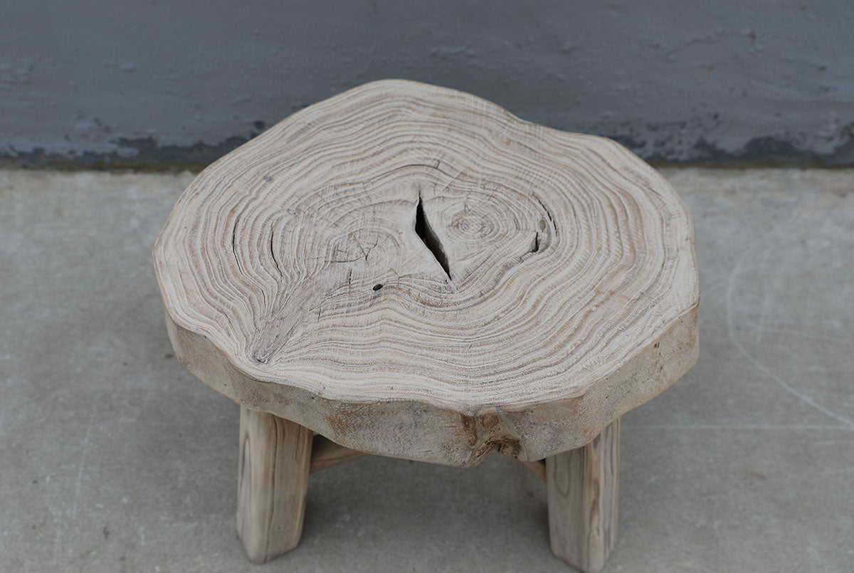 Approx. 24 Inches Wide Live Edge Rustic Elmwood Side Table Neutral Wood Tone