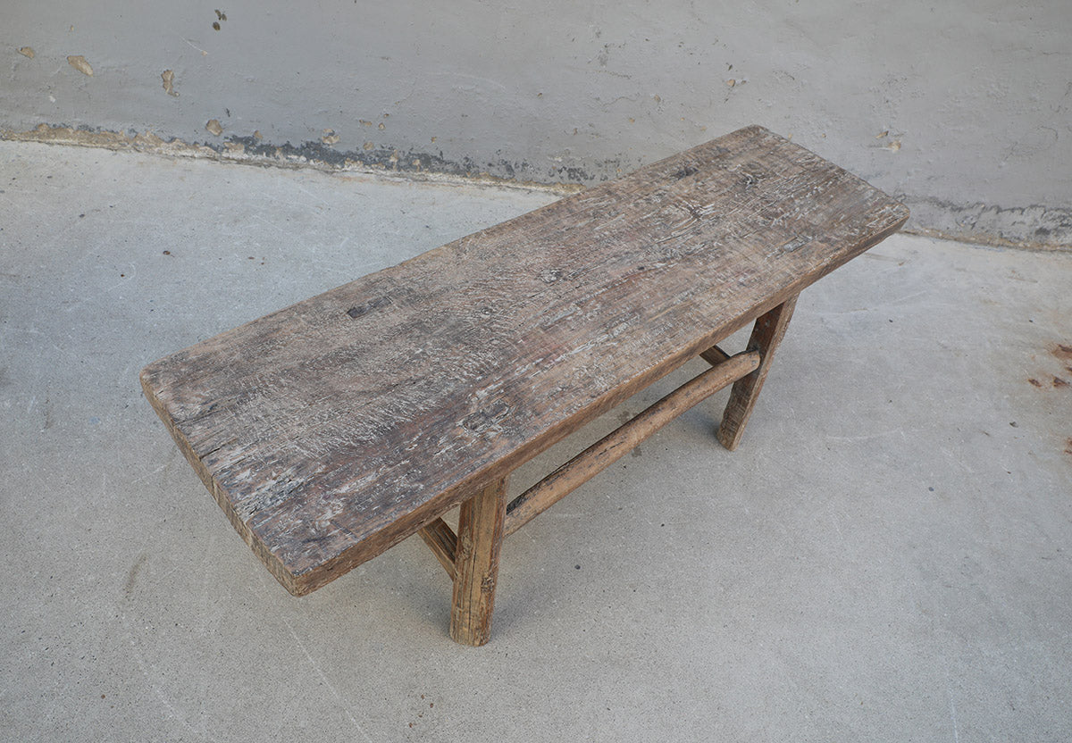 Vintage coffee table small walnut wood weathered natural 52.76x15.35x19.69