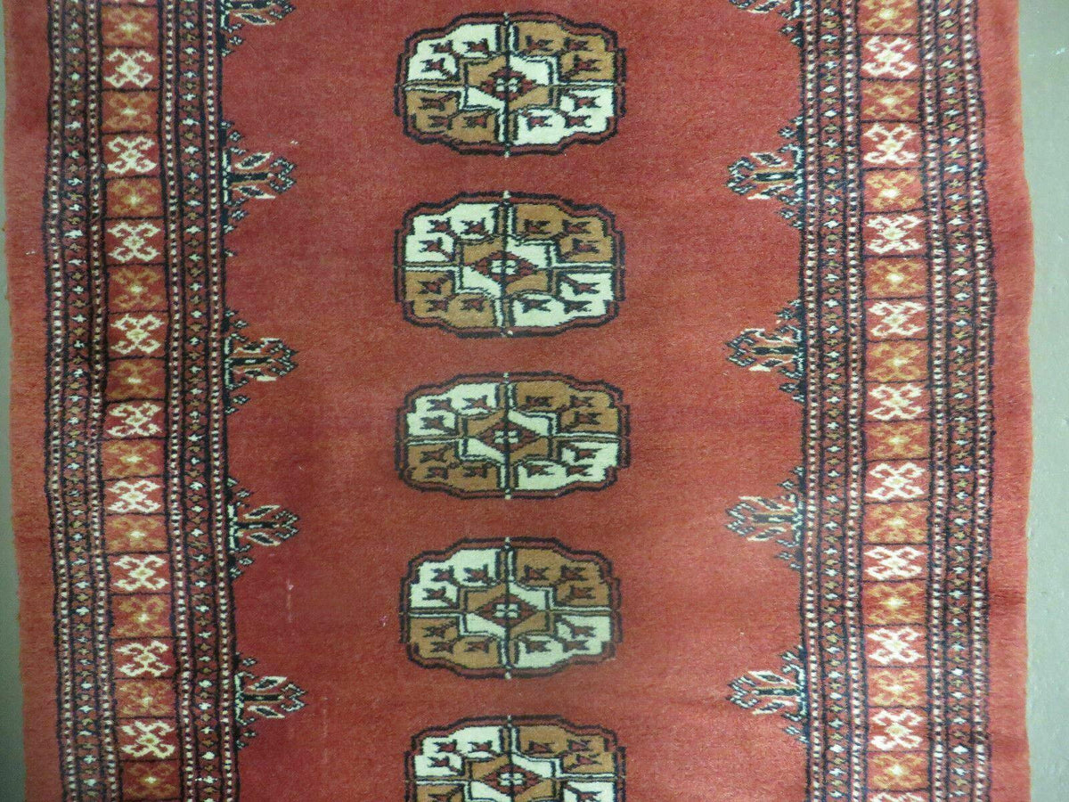 2' 8" X 10' Vintage Handmade Bokhara Turkoman Pakistani Wool Runner Rug Nice - Jewel Rugs, view 8