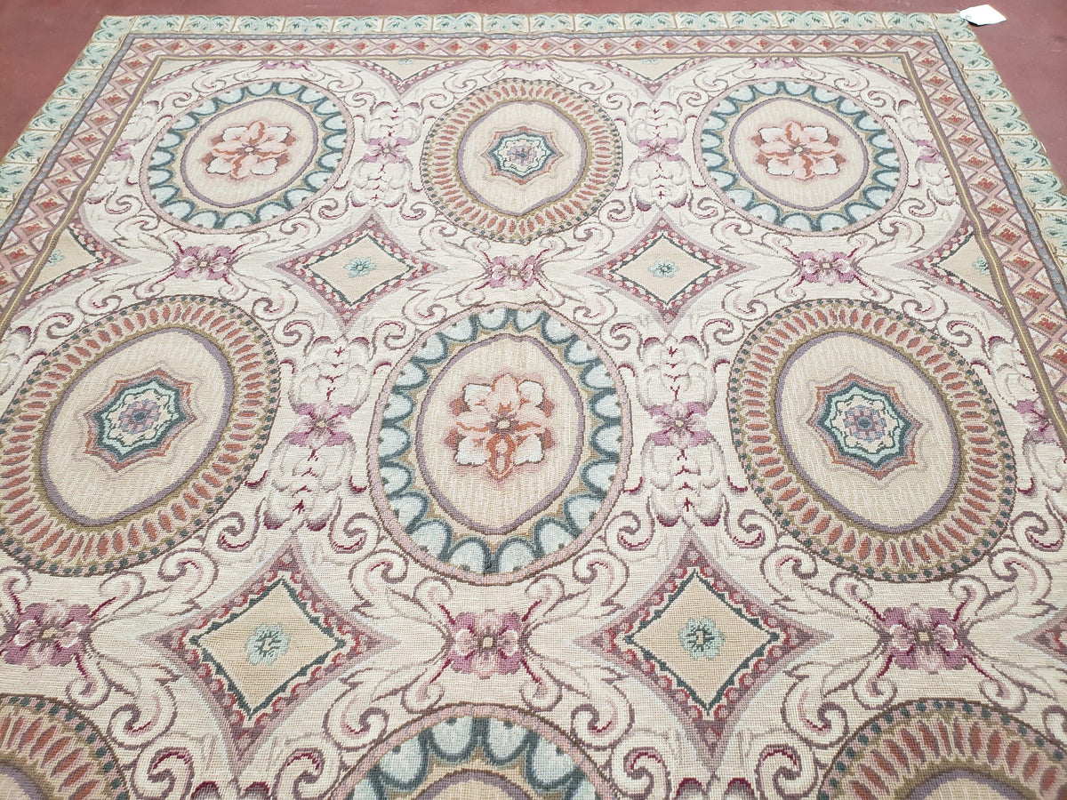 New Needlepoint Rug, 6x9 Needlepoint Carpet, Flatweave Rug, Vicotorian French European English Decor, Elegant Rug for Living Room, Handmade - Jewel Rugs, view 13