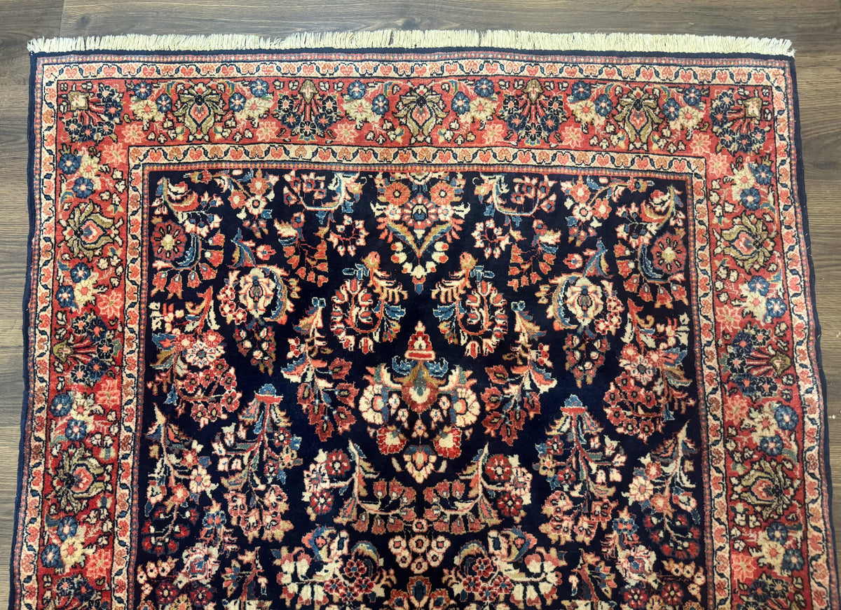 Navy Blue Persian Rug 4x6, Sarouk Mohajeran Carpet, Antique Persian Rug, Floral - Jewel Rugs, view 3