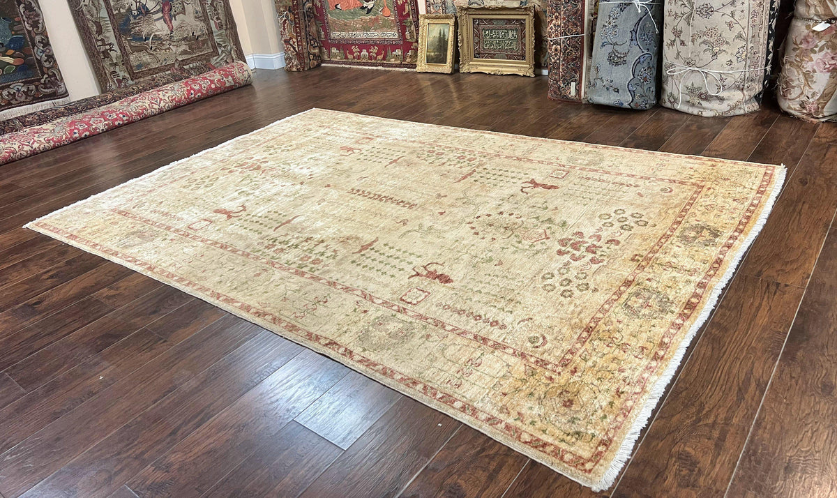 Pakistani Oushak Rug 6 x 9.6, Handmade Wool Peshawar Carpet, Farmhouse Rug - Jewel Rugs, view 3