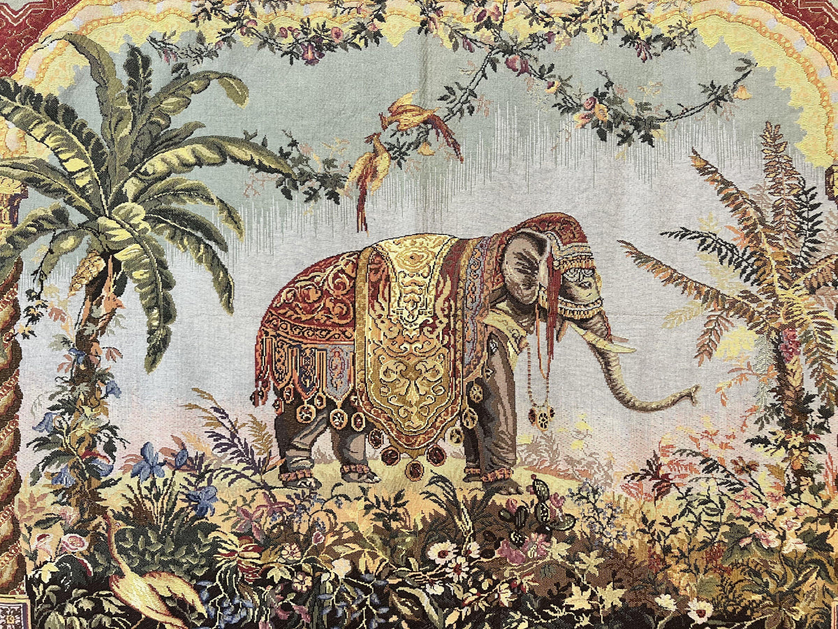 Vintage Tapestry 4 x 5.6, Adorned Elephant Pictorial - Jewel Rugs, view 4