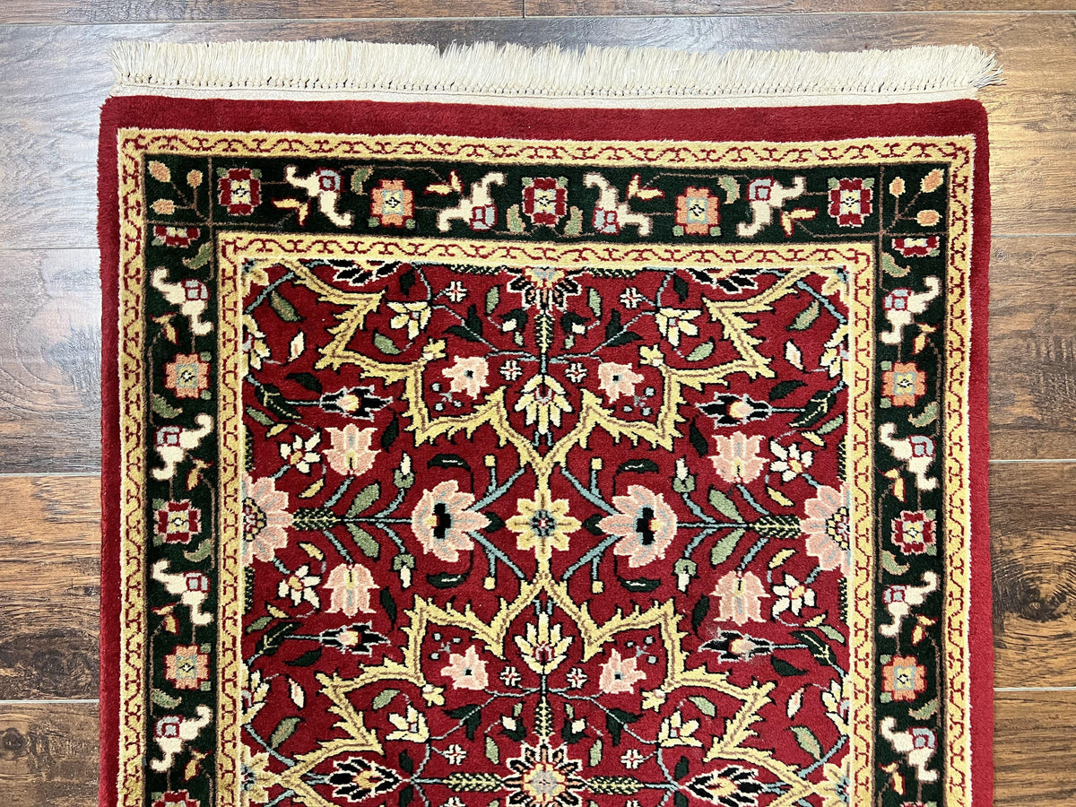 Indo Persian Runner Rug 2.6 x 10, Floral Hand Knotted Wool Hallway Rug, Red - Jewel Rugs, view 3