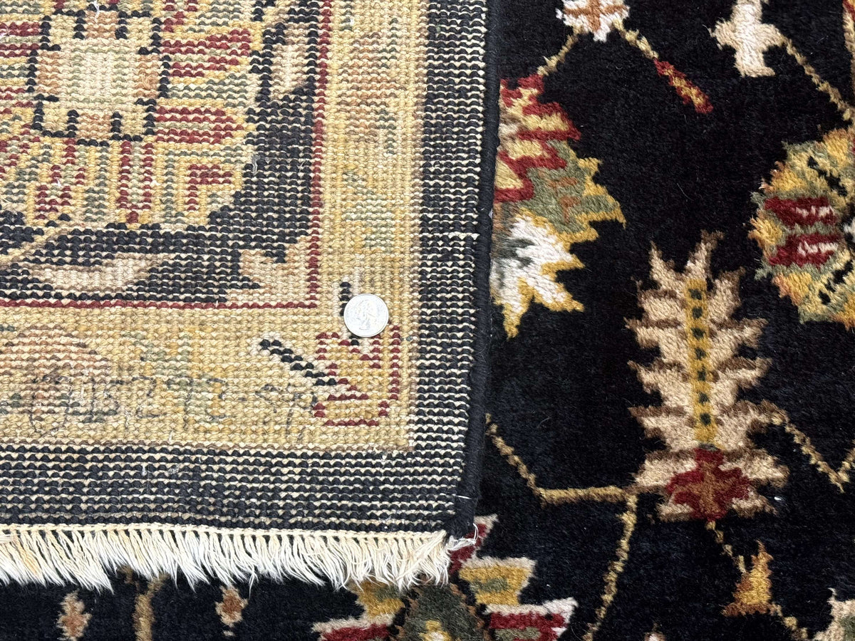 Indo Persian Mahal Rug 8x10, Black and Gold, Wool Hand Knotted Oriental Carpet - Jewel Rugs, view 11