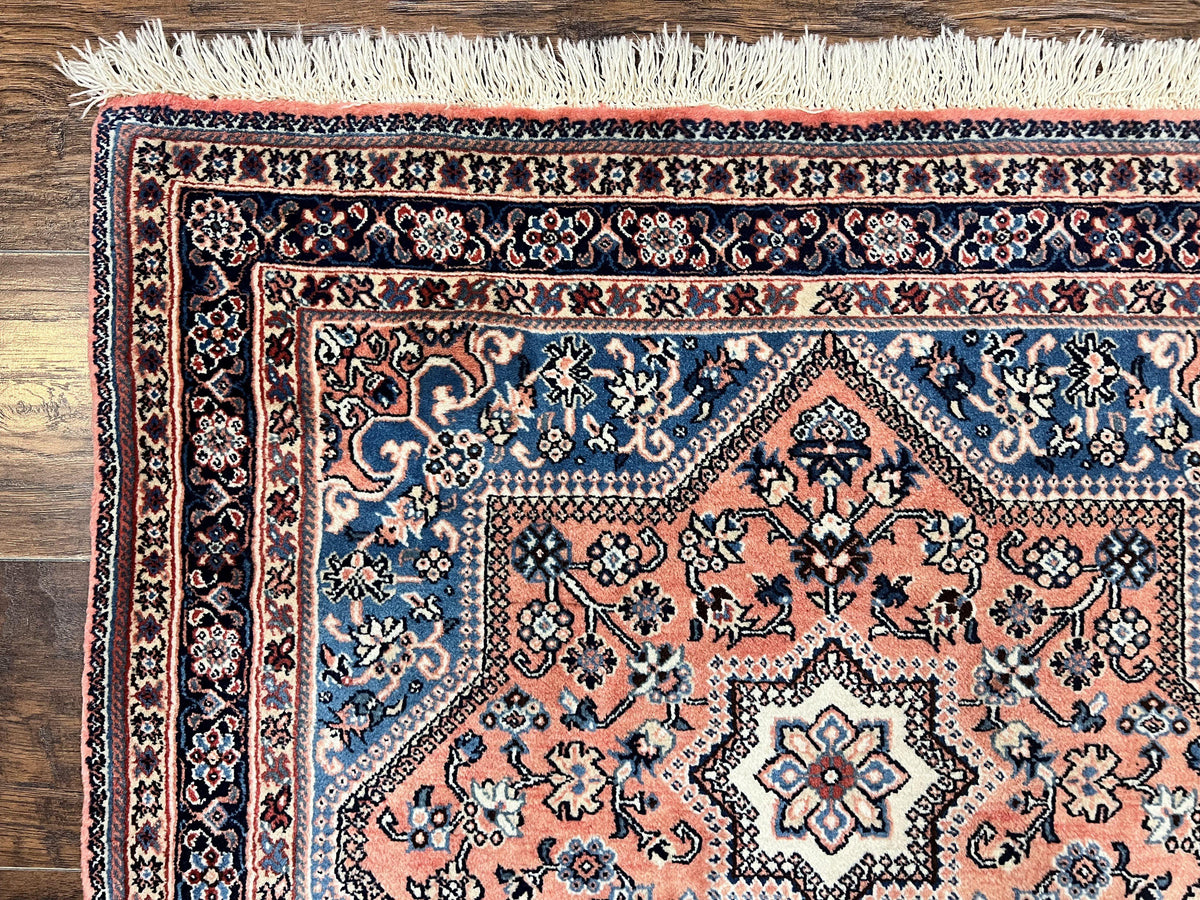 Persian Shiraz Rug 3x5, Geometric Tribal Rug, Wool Hand Knotted Vintage Carpet, Light Red & Blue, Signed by Masterweaver - Jewel Rugs, view 7