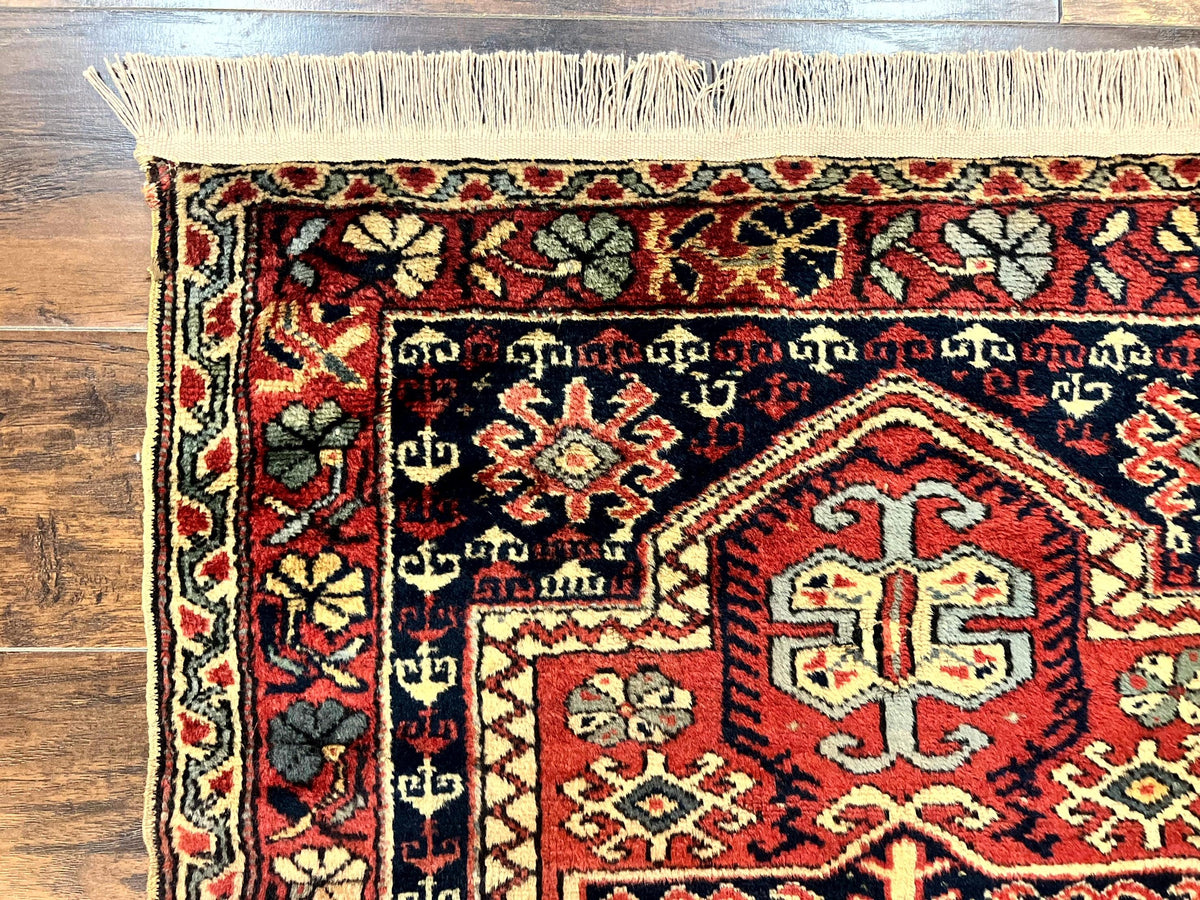 Antique Turkish Sparta Rug 3x4, Geometric Caucasian Pattern, Vintage Handmade Tribal Wool Carpet - Jewel Rugs, view 6