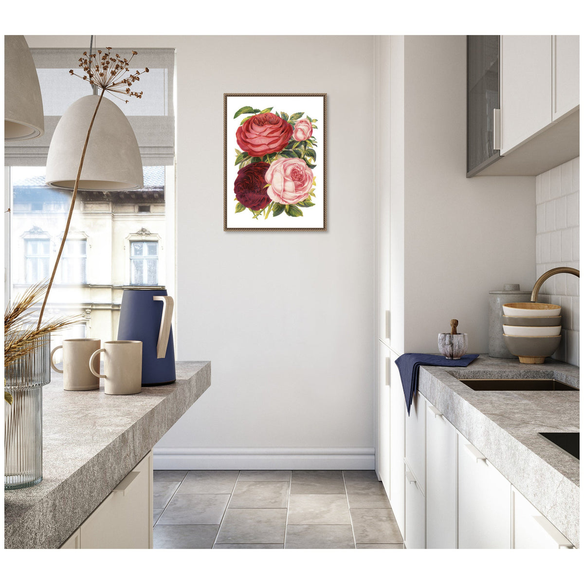 Sylvie Victorian Flowers Framed Canvas by The Creative Bunch Studio
