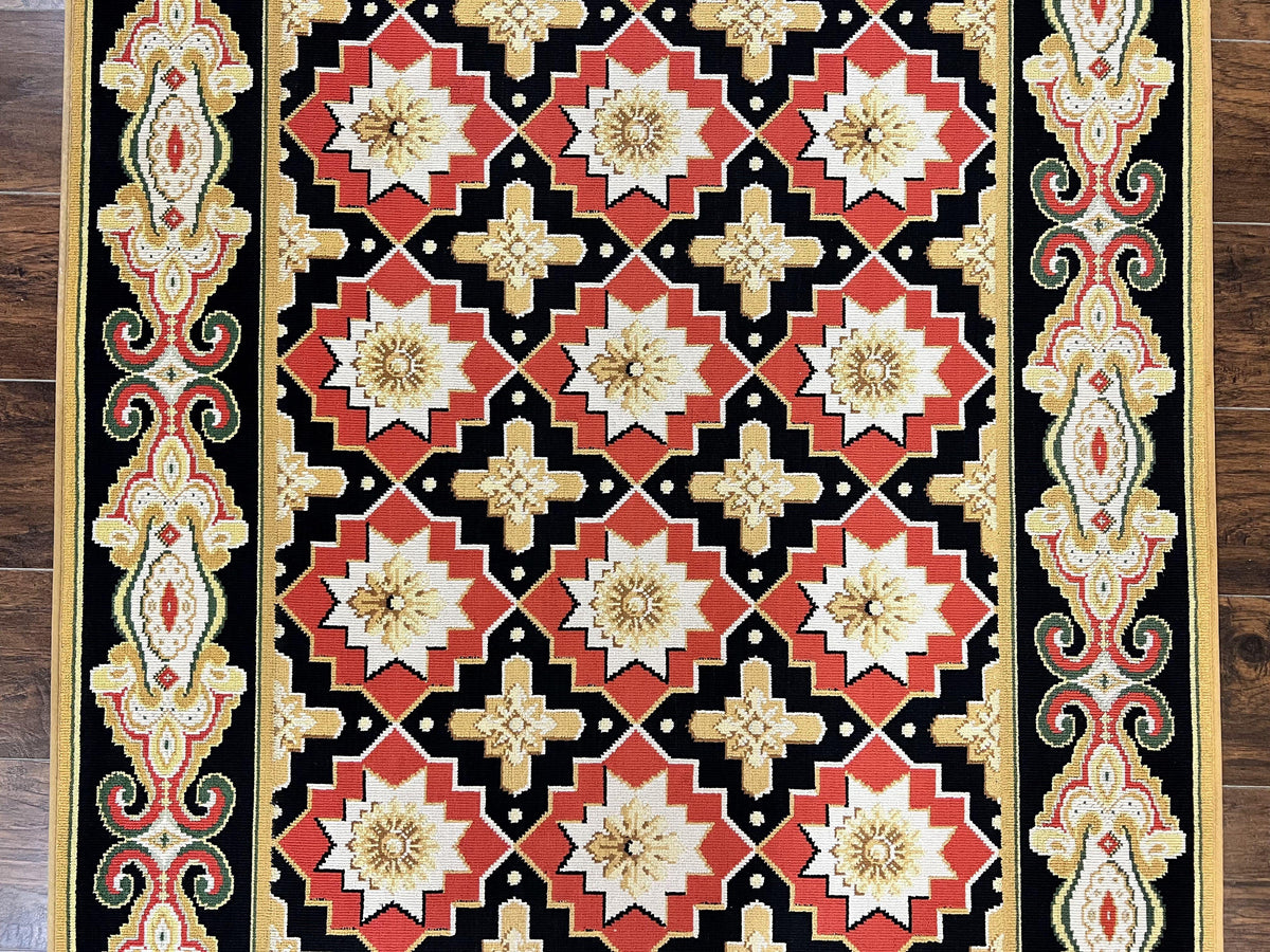 Runner Rug 4x19, Panel Design Rug, Custom Made Stark Runner Carpet, Wool, Vintage 4 x 19 Hallway Rug, European Design, Red Black Ivory Tan - Jewel Rugs, view 11