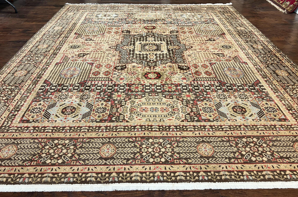Room Sized Oriental Rug 10x11, Power Loomed Carpet, Tan Brown, Unique Loom - Jewel Rugs