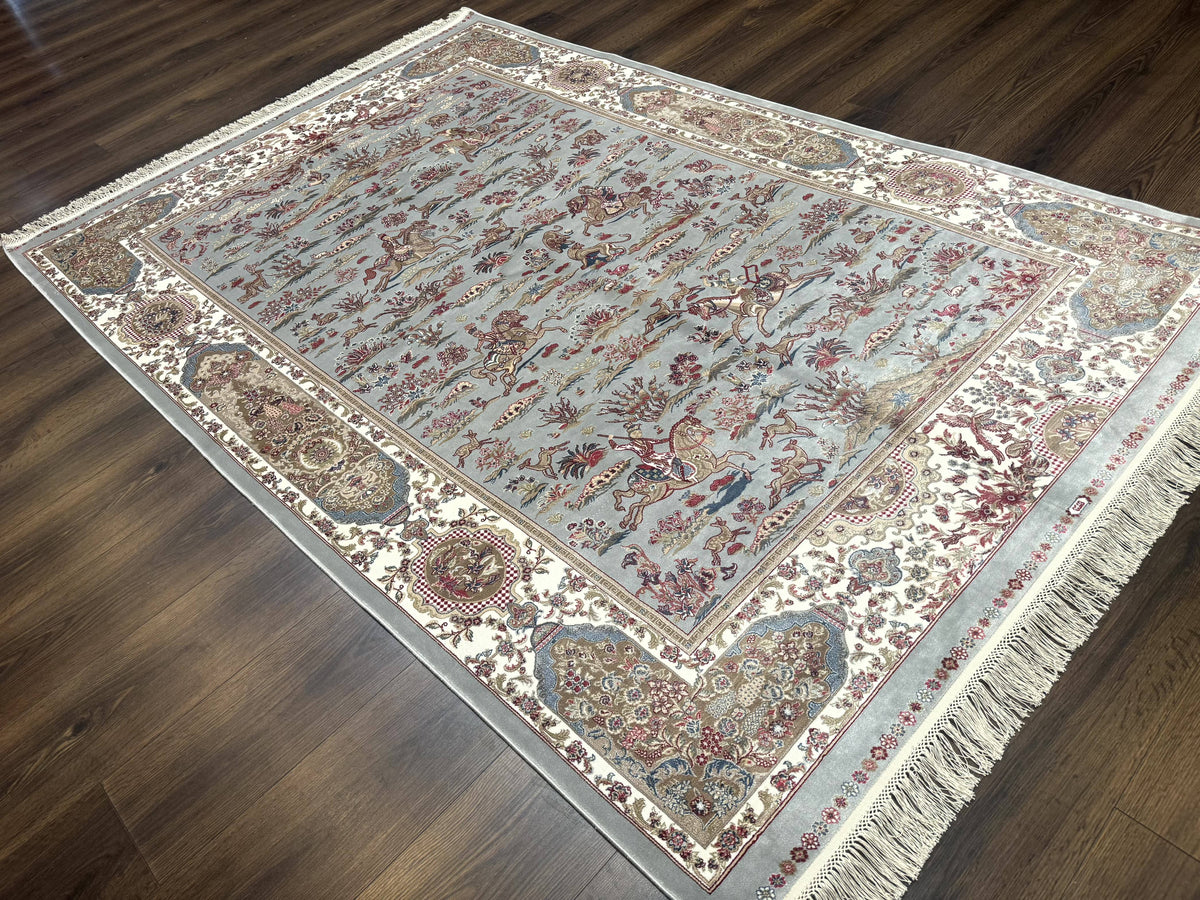 Turkish Silk Rug 5x7, Hunting Design, Animal Pictorials, Bamboo Silk - Jewel Rugs, view 10